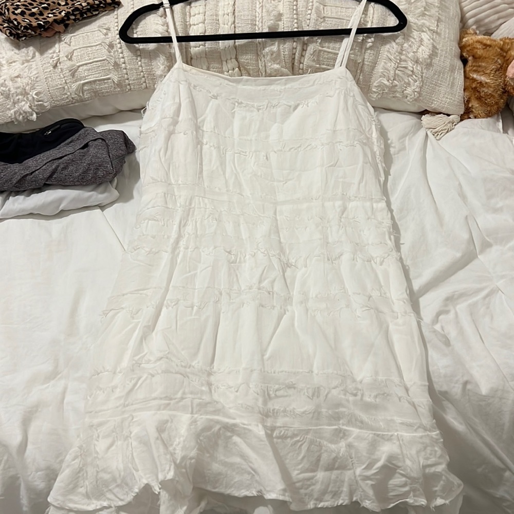 WHITE COTTON CANDY LA RUFFLE DRESS